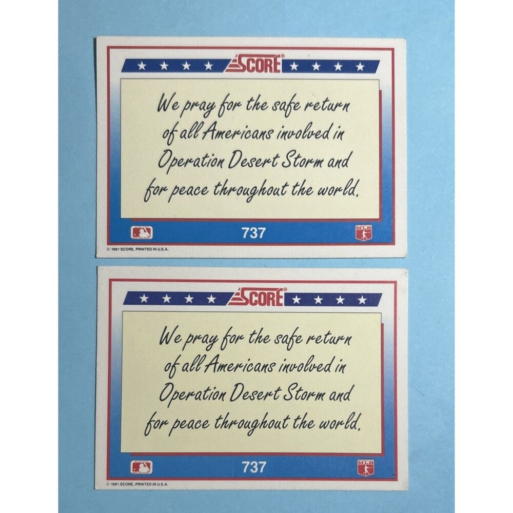 (2) American Flag Cards, 1991 Score Card #737 U.S.A - Picture 2 of 3